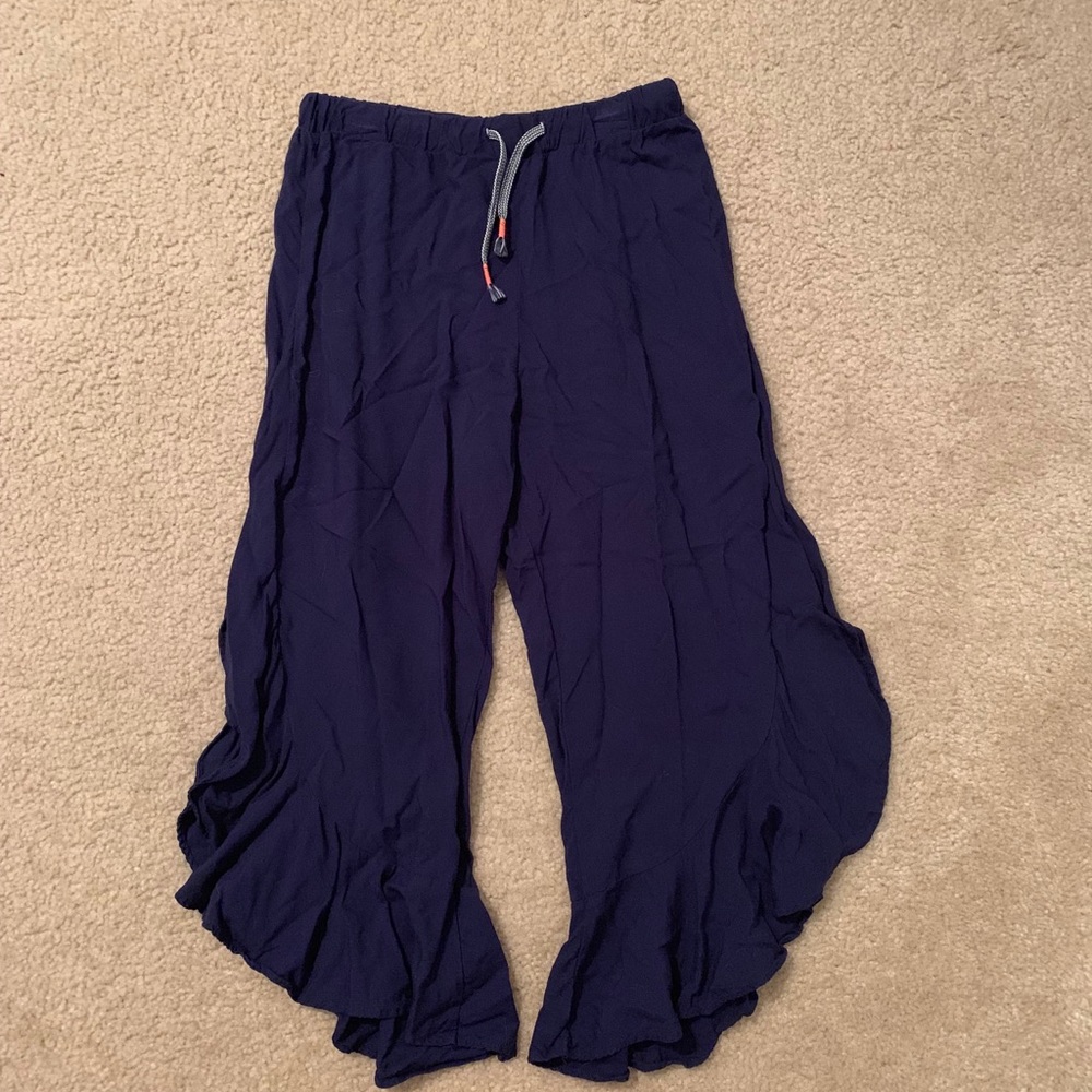 Blue Capri ruffle pants